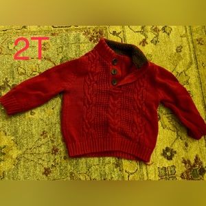 SOLD Red toddler cable knit sweater